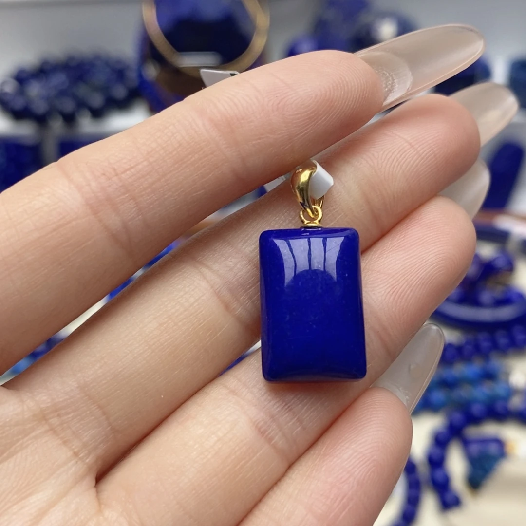 青金石银S925镀金镶嵌颈饰