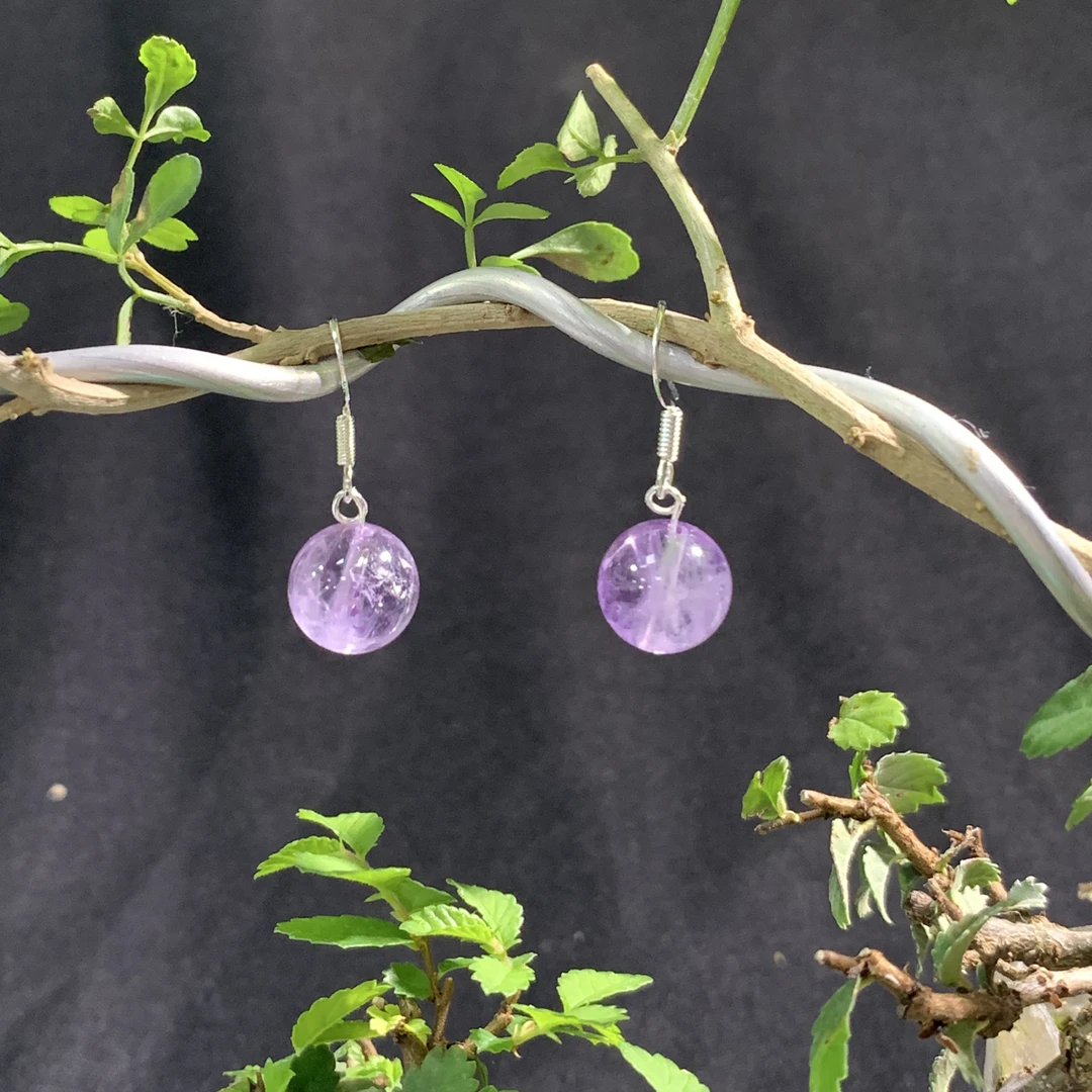 天然紫水晶耳坠