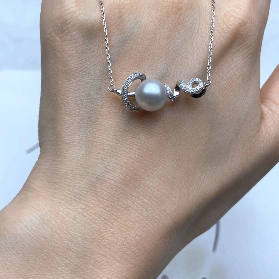 海水珍珠银S925镶嵌项链
