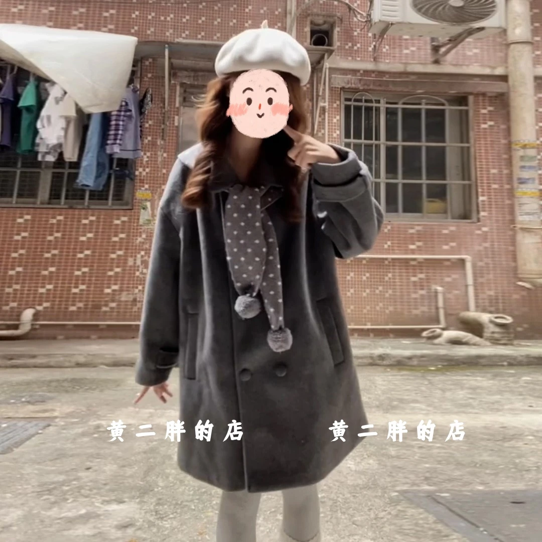 灰色中长款毛呢外套女秋冬季2025新款今年流行爆款气质高级感大衣