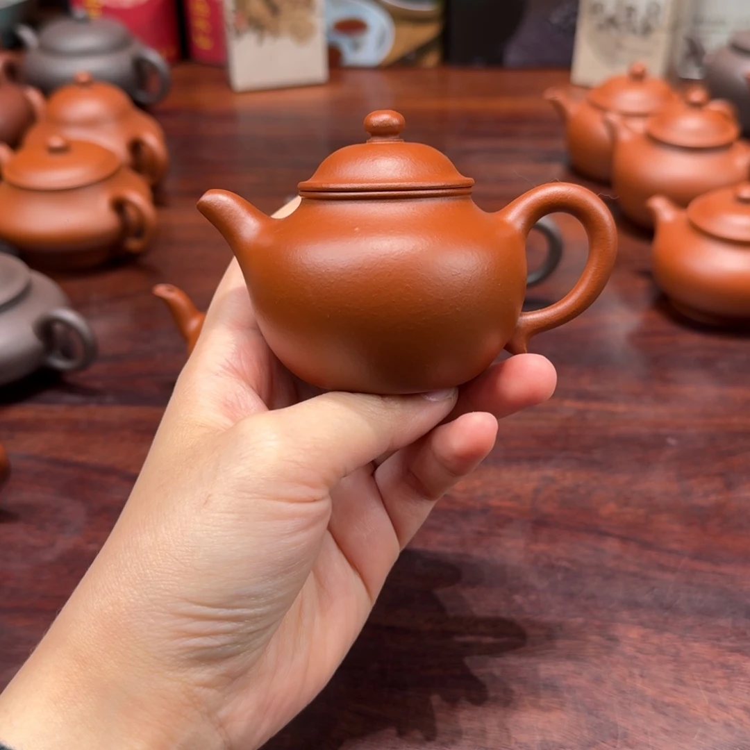 茶壶紫砂高温小煤窑朱泥 觅韵莲子壶