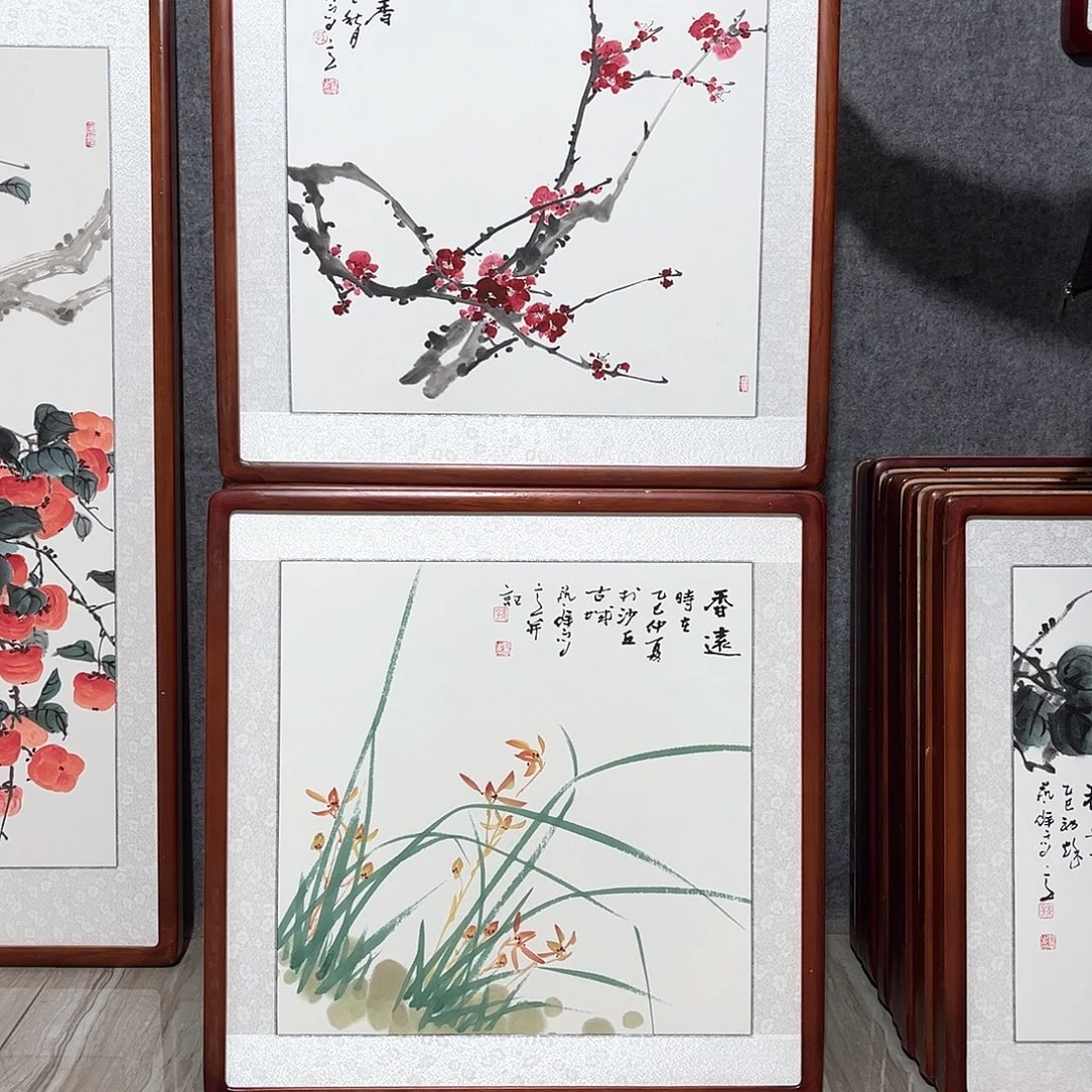 国画书画作品带框63×63