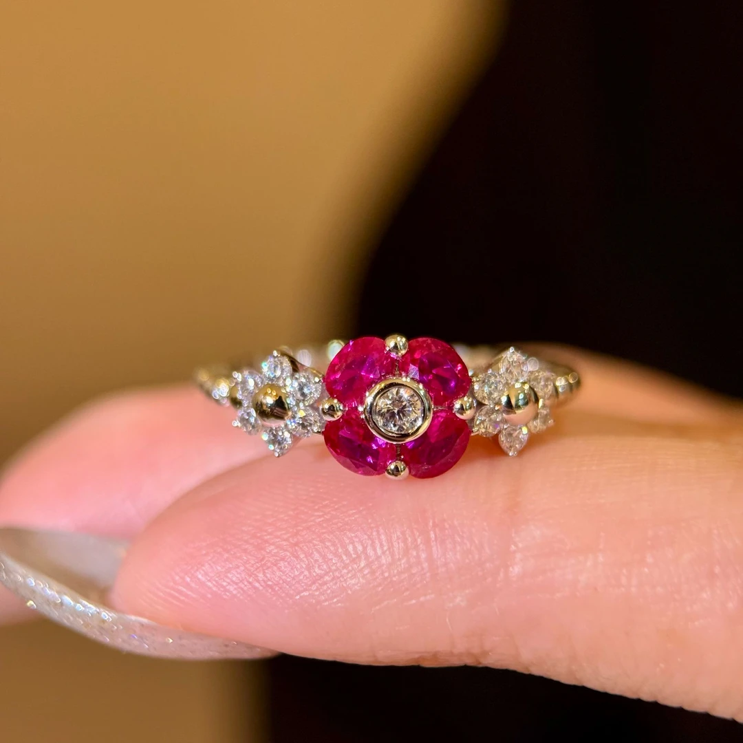 金杰福 pink [一枝寒梅] s925银镀金名媛款浆果戒指