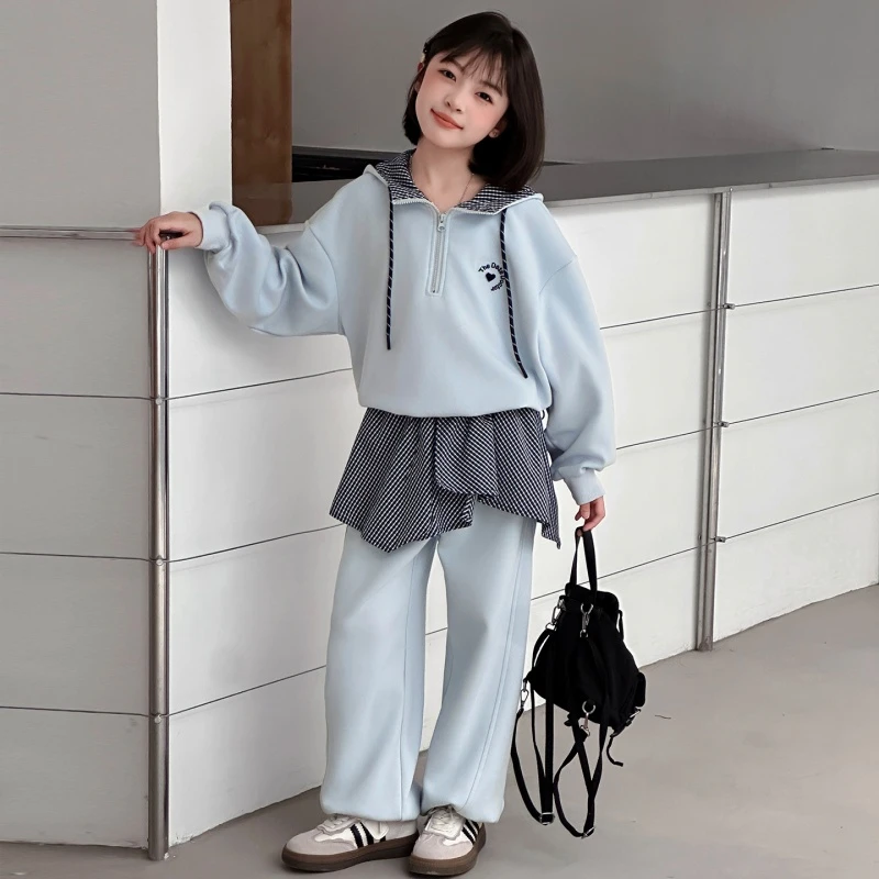 女童2025春秋新款套装时髦洋气中大童韩版休闲时尚连帽两件套潮酷