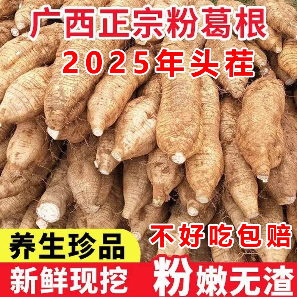 广西无渣粉葛煲汤天然纯正宗葛根新鲜现挖野生葛根柴葛薯整箱包邮