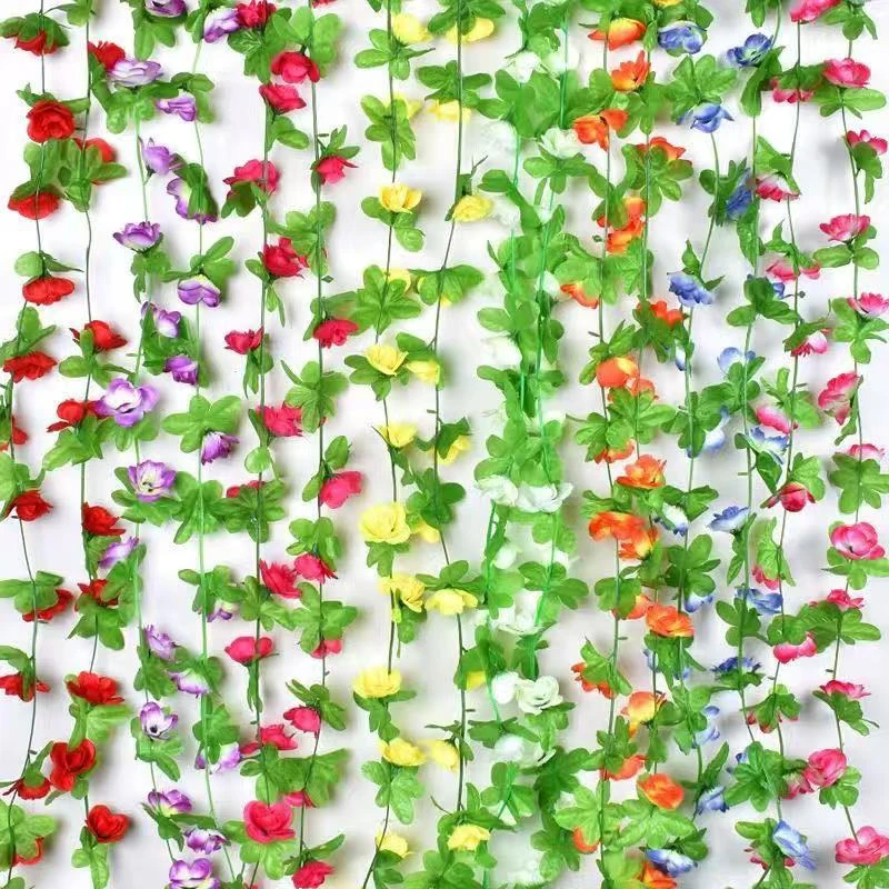 仿真玫瑰花藤小牡丹花条假花藤蔓缠绕塑料花婚庆阳台空调管道装饰