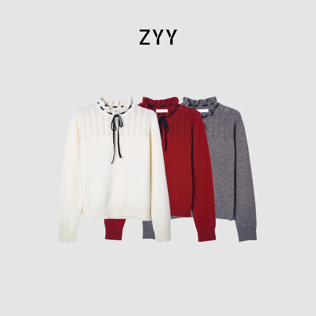 ZYY【月落昙华】2025/S抽绳镂空套头毛衣X25DMY05678