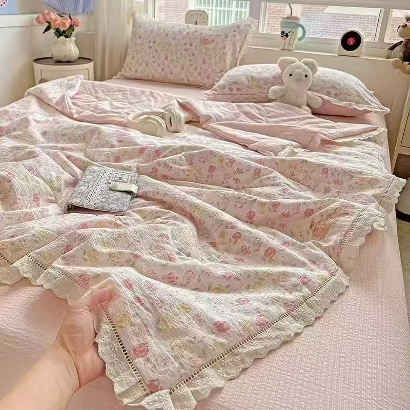 云朵棉皱皱纱四件套碎花