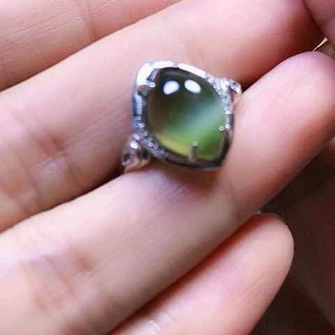 和田玉戒指银S925镶嵌