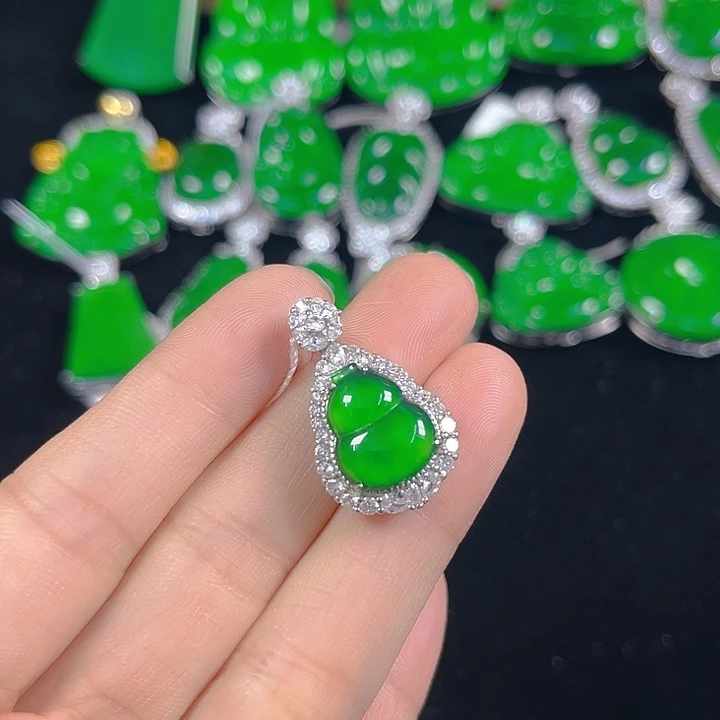 翡翠银S925镶嵌吊坠(不含链)