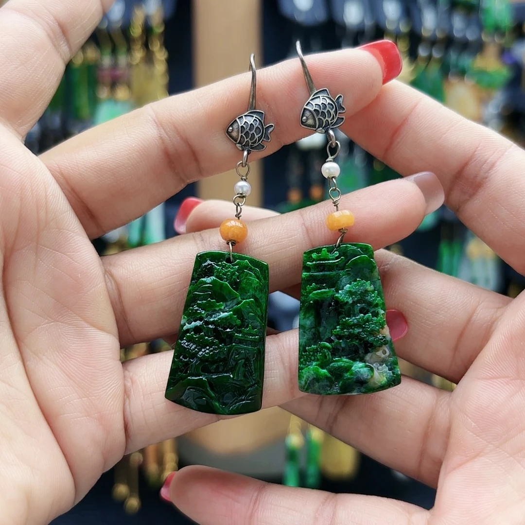 翡翠未镶嵌耳饰耳坠