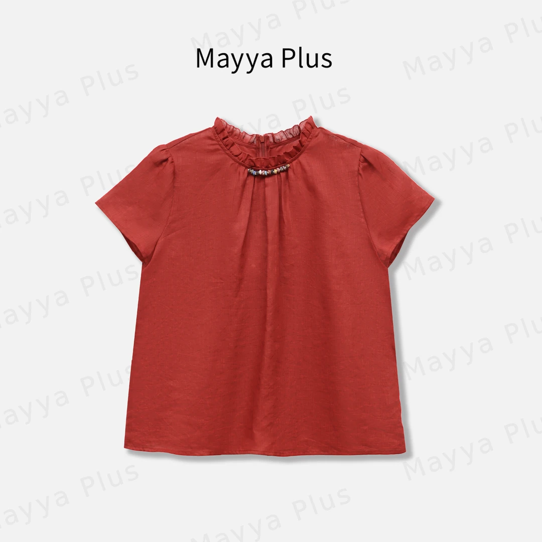 【素尘】Mayya Plus麦芽定制法式温柔风衬衫女夏季新款上衣32528381