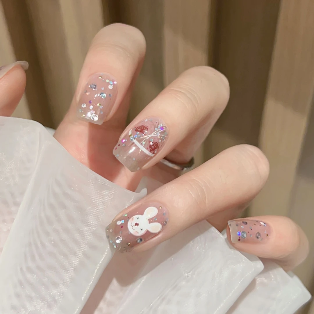 【免照灯】【玩偶米兔】22指/套凝胶美甲贴纸指甲贴防水甲油膜穿戴甲