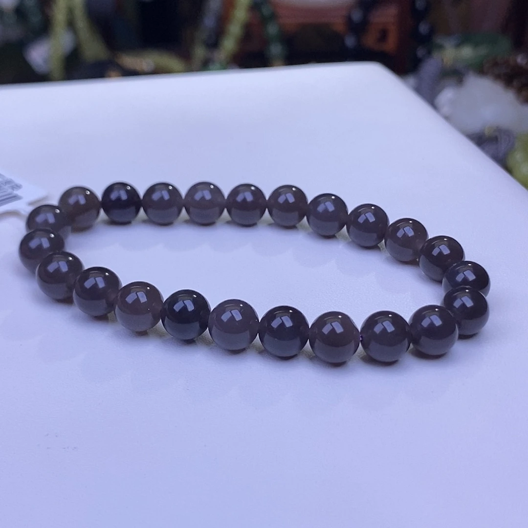 和田玉未镶嵌颈饰收藏级烟紫帝王紫老矿料高冰手链8m