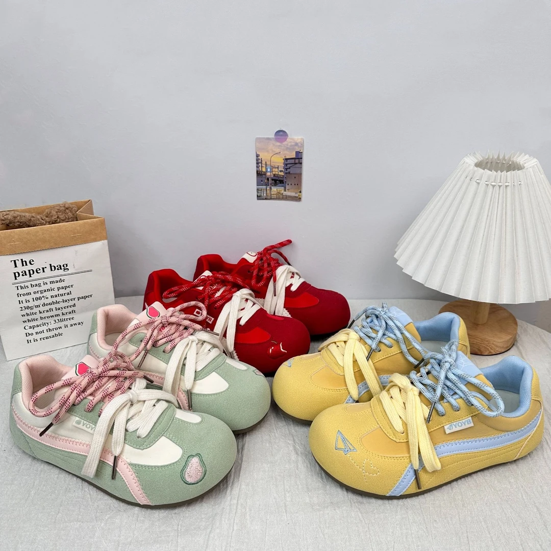 远波多彩德训鞋女2025春季新款百搭圆头休闲运动鞋系带阿甘鞋潮牌