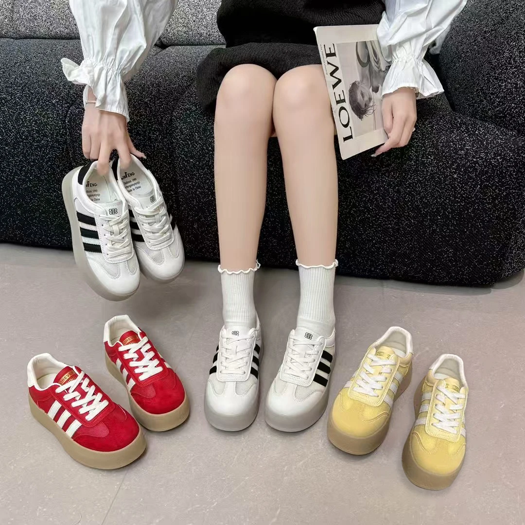 真皮德训鞋板鞋女款四季款新款百搭休闲板鞋单鞋女单色D3327