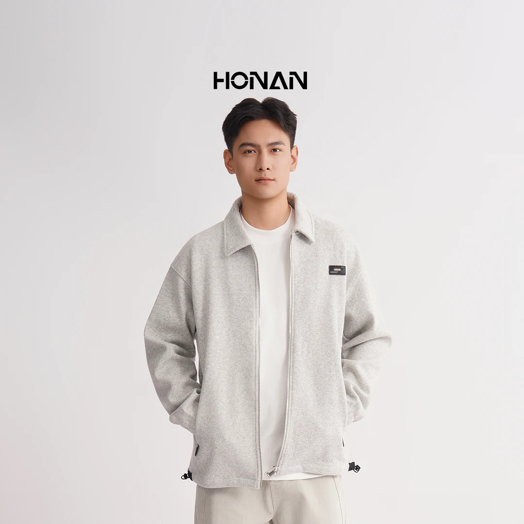 HONAN2025秋季时尚潮流翻领羊毛夹克2P01007