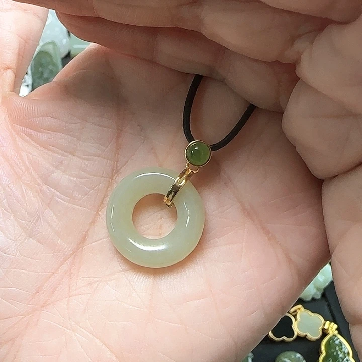 和田玉银S925镶嵌吊坠(不含链)
