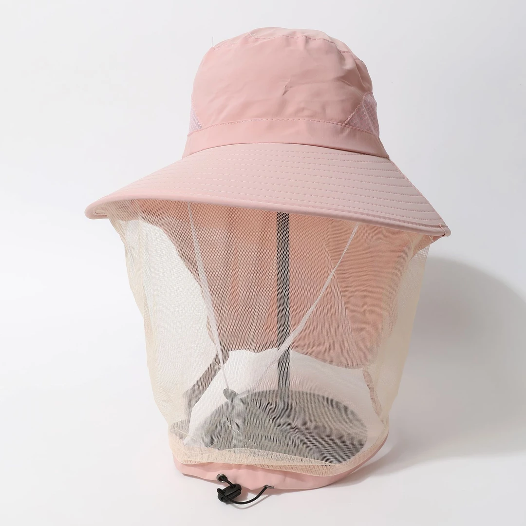 夏季防晒遮阳帽子男女士防蚊虫透气网纱遮脸面罩户外钓鱼帽披肩帽