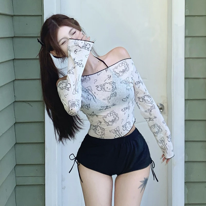 【Helllokitty】2025新款保守可爱少女显瘦度假温泉沙滩分体泳衣女