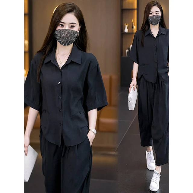 2025新款女装时髦洋气小个子套装裤子显瘦夏季减龄时尚凉感两件套