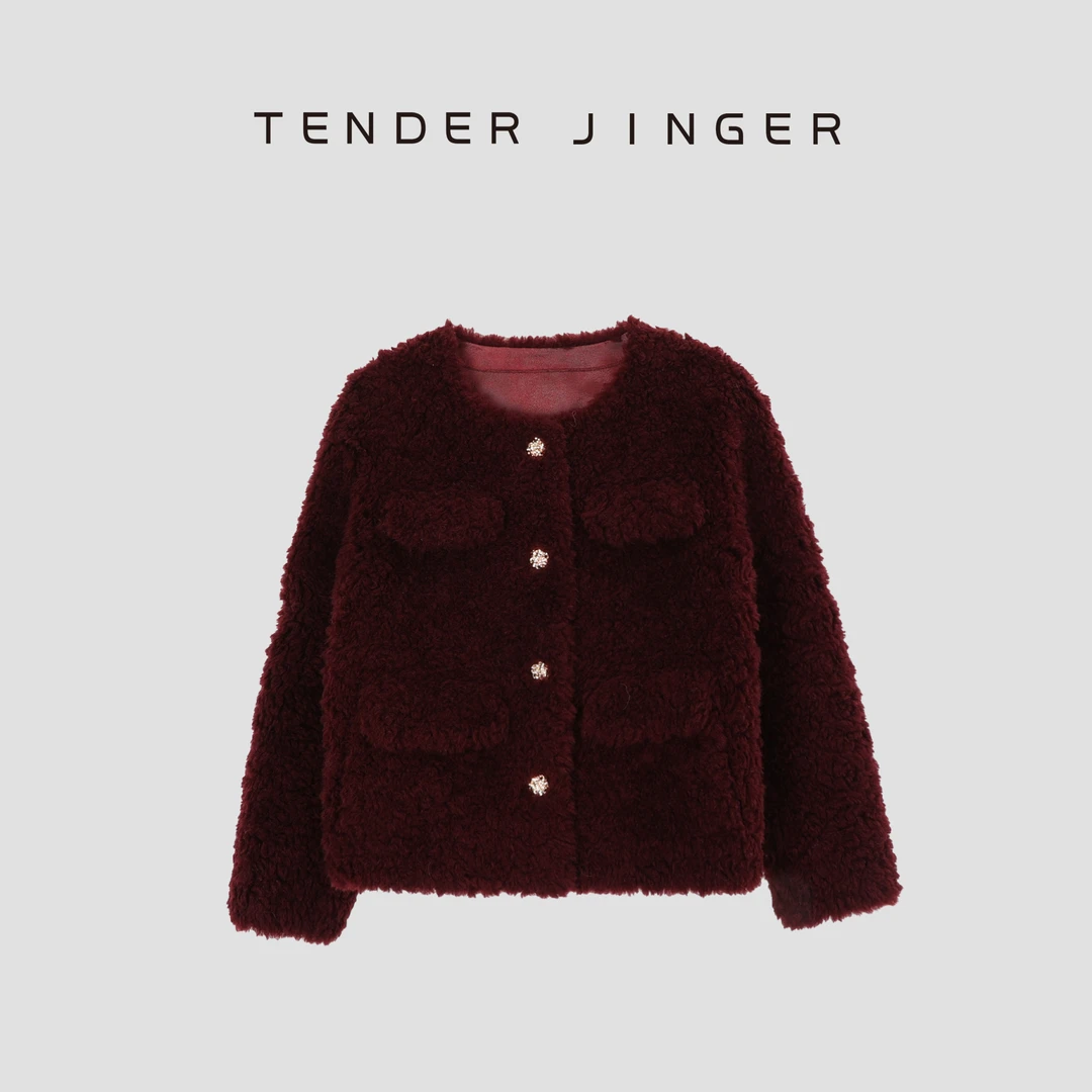 Tender Jinger【黑标】女休闲小香风羊毛绒短外套T44MDD79943