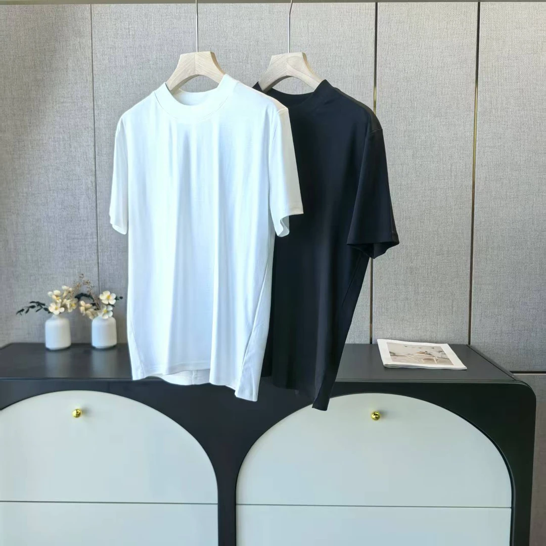 KW151【丝光棉】中位线宽边圆领短袖气质T