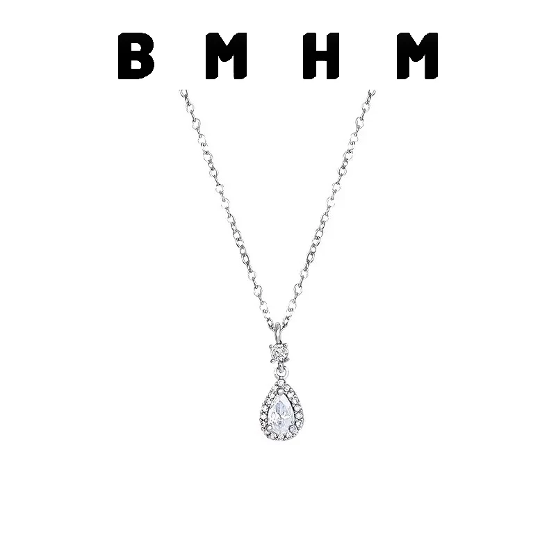 BMHM 钛钢项链 设计感镶钻水滴形吊坠女时尚气质百搭高级感小众