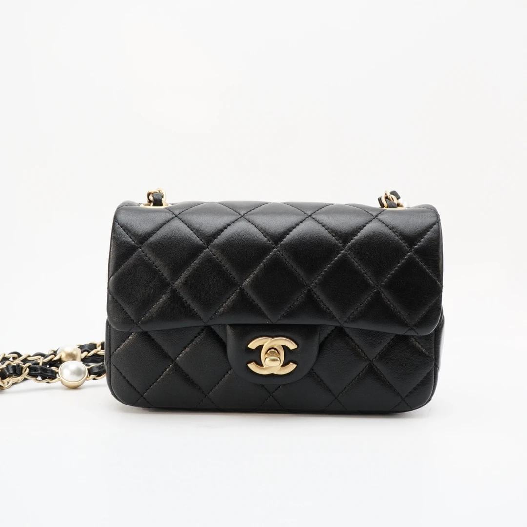 99新 Chanel/香奈儿 （闲置新24年）cf大mini珍珠链条包黑色 11240