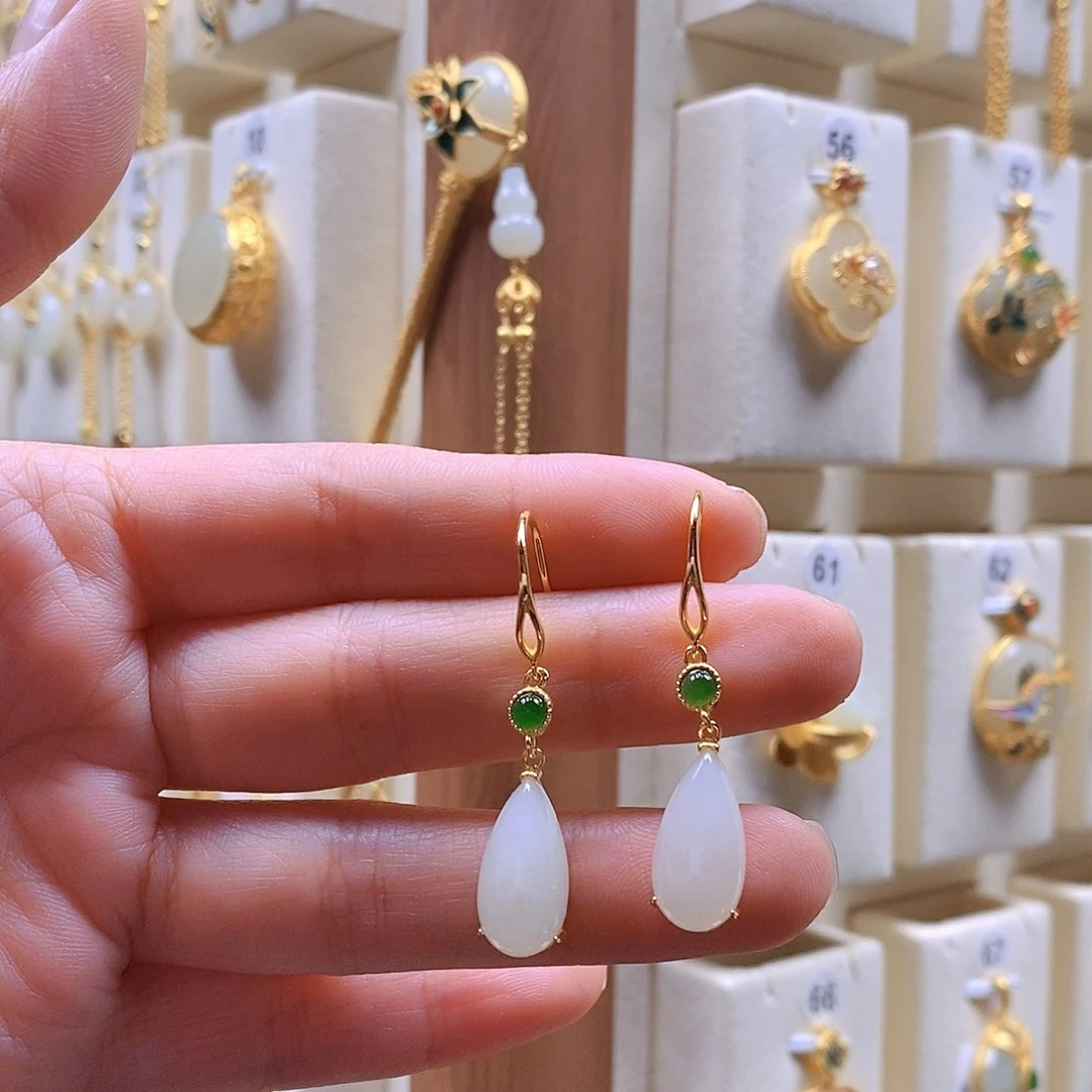 和田玉颈饰银S925镶嵌