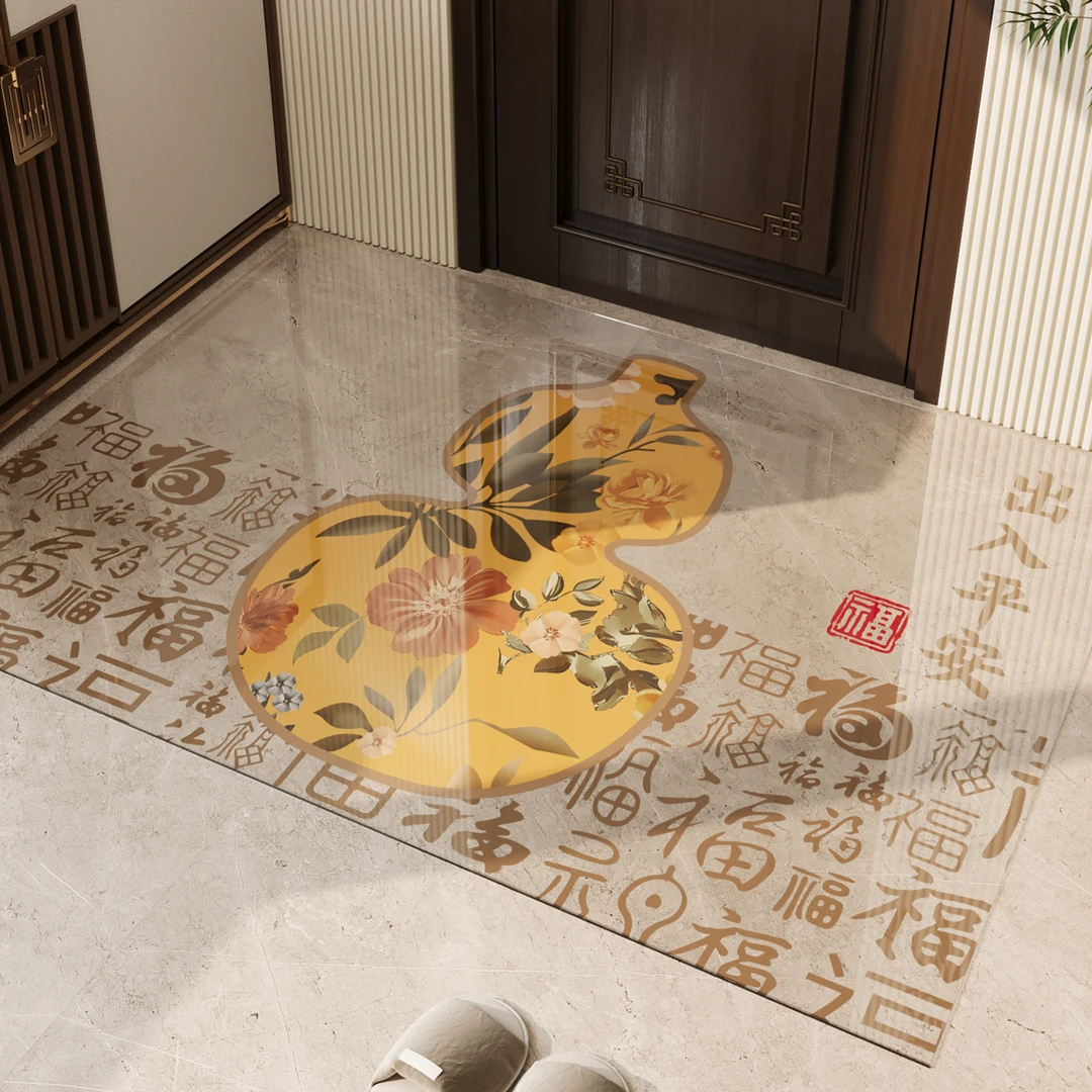入户门地垫新中式透明大门口防滑脚垫耐脏除尘免洗地毯软玻璃门垫