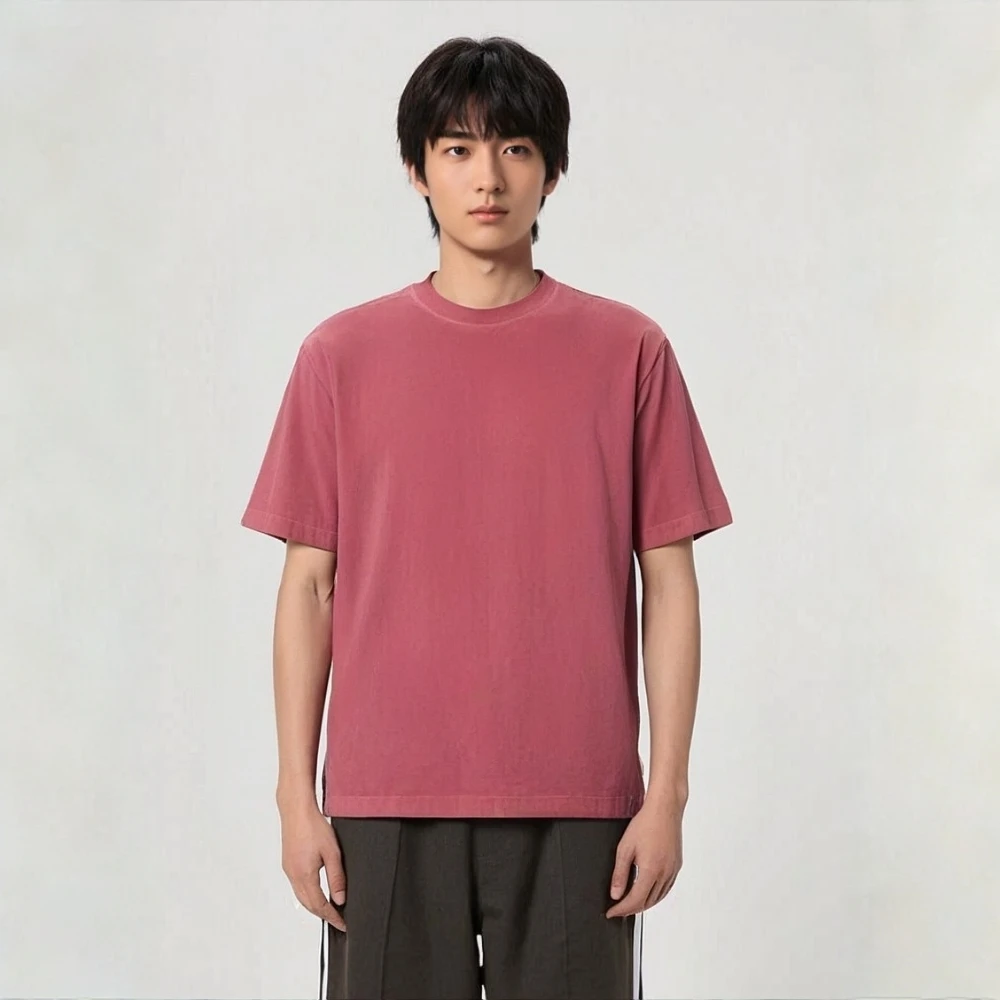 短袖男士T恤男款纯棉简约春夏夏季圆领上衣洗水纯色休闲