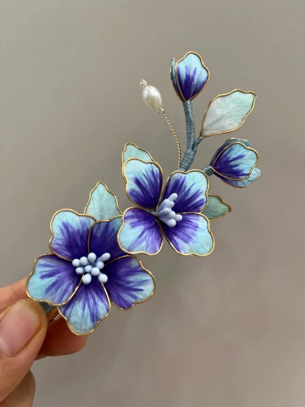 雨点儿非遗蚕丝绒花  纯手工精制百搭超仙发簪发夹