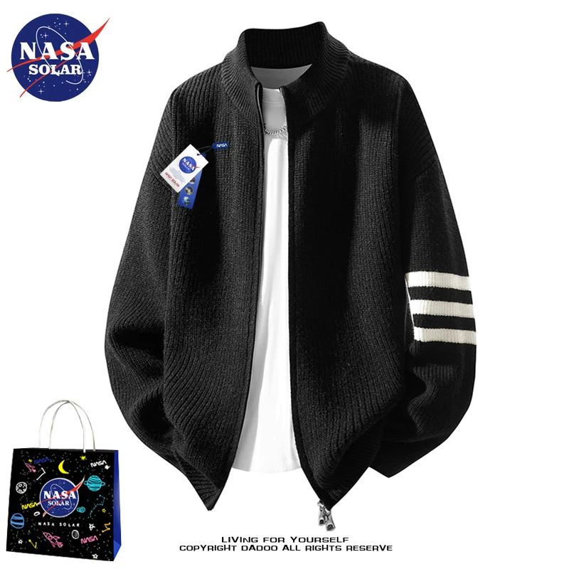 NASA SOLAR重磅慵懒风开衫毛衣男士秋冬新款休闲百搭针织衫外套男