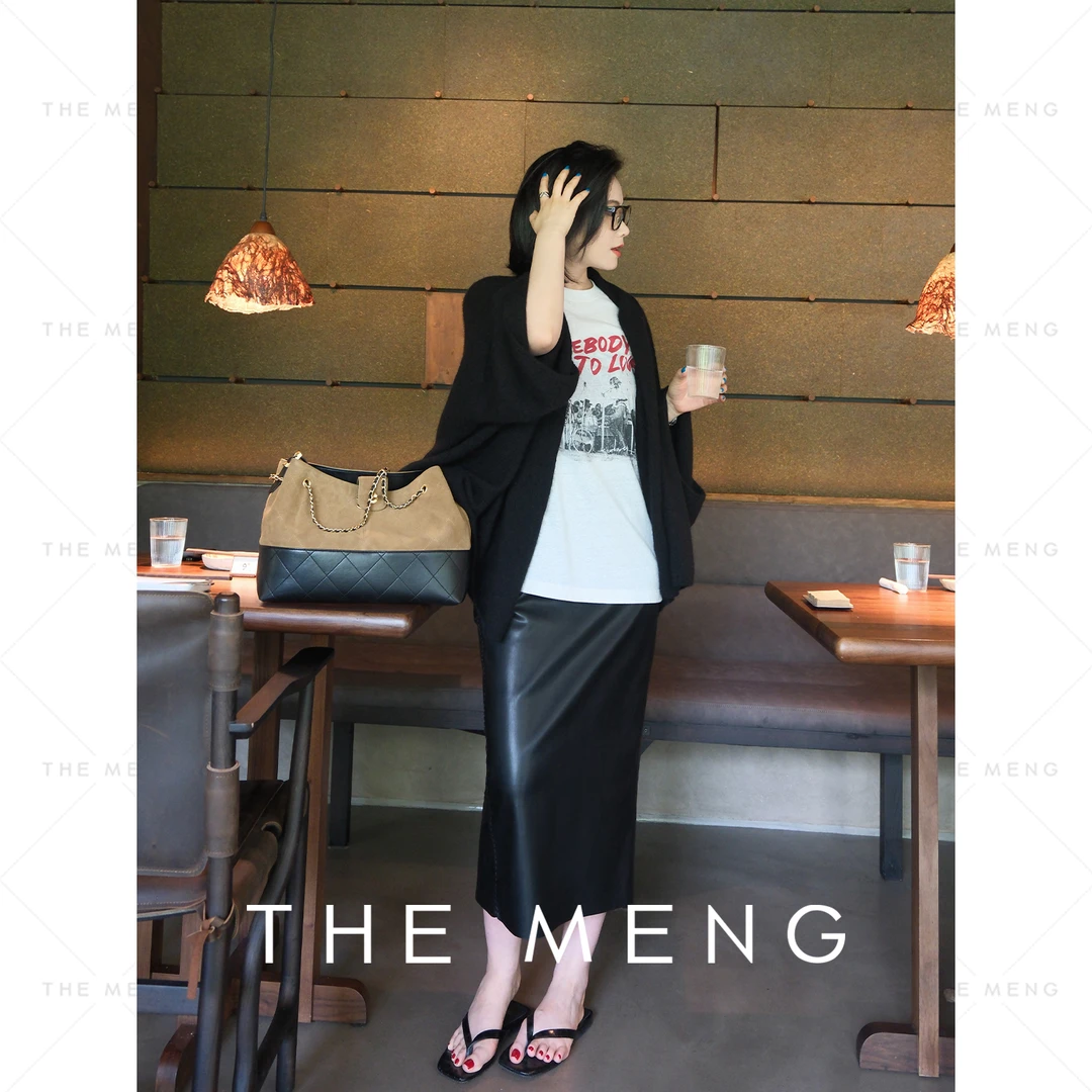 THE MENG【雕塑】优雅通勤百搭简约皮半身裙#M253Q0821