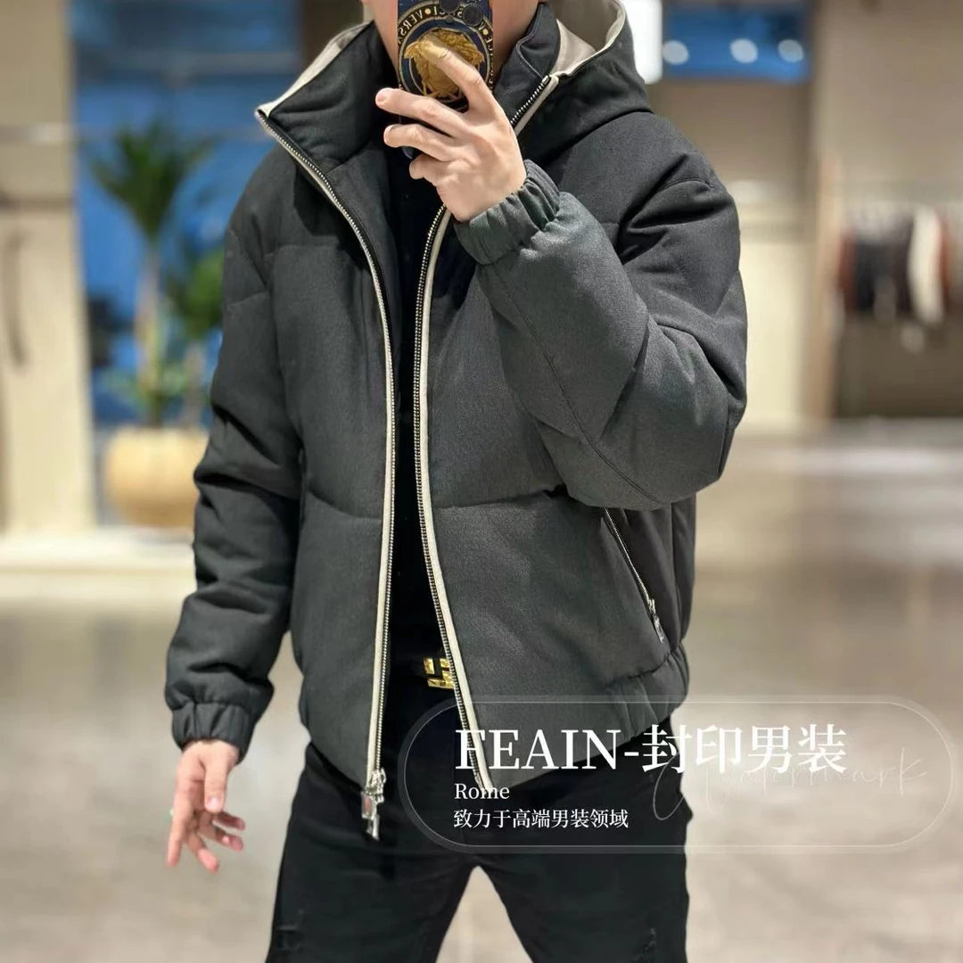 【90鹅绒】高端定制男士90鹅绒填充绵羊皮拼接羽绒服877811