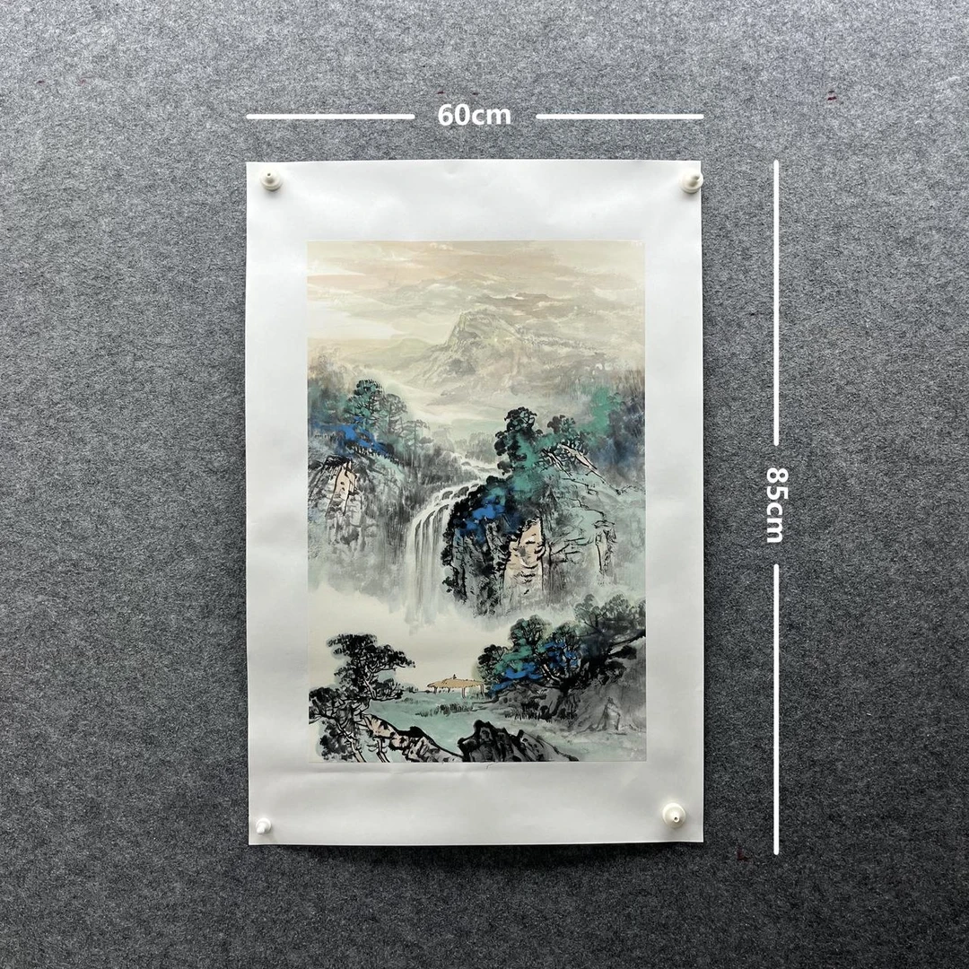 【云壑飞瀑】欧阳宾亲笔85*60cm手绘礼盒作品