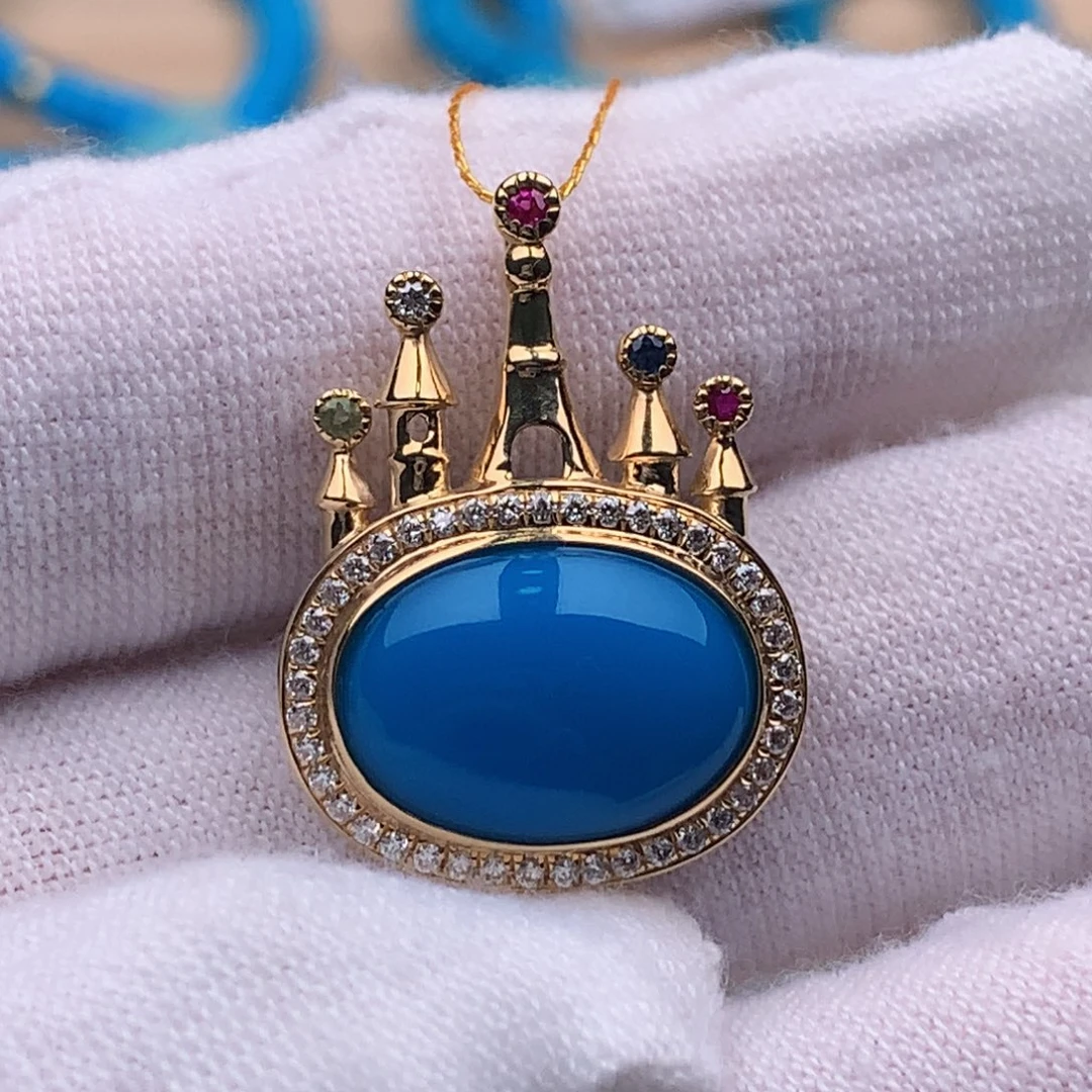 绿松石18K金镶嵌珠宝奇石