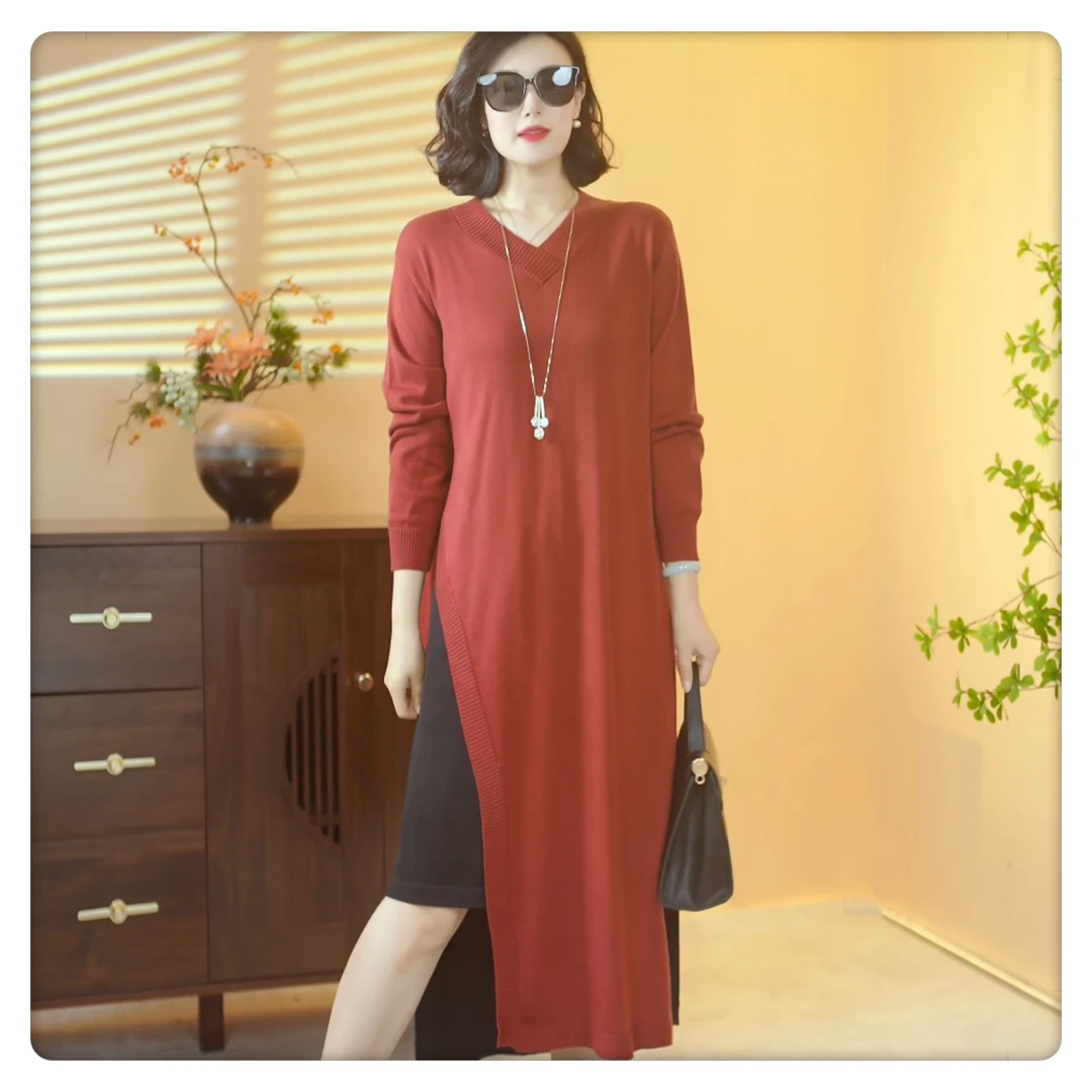 【X048】2025新款山羊绒时尚百搭宽松针织连衣裙