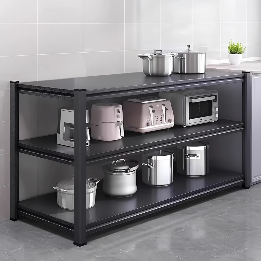 多功能橱柜家用厨房多层落地置物架钢制微波炉烤箱锅碗存储收纳架