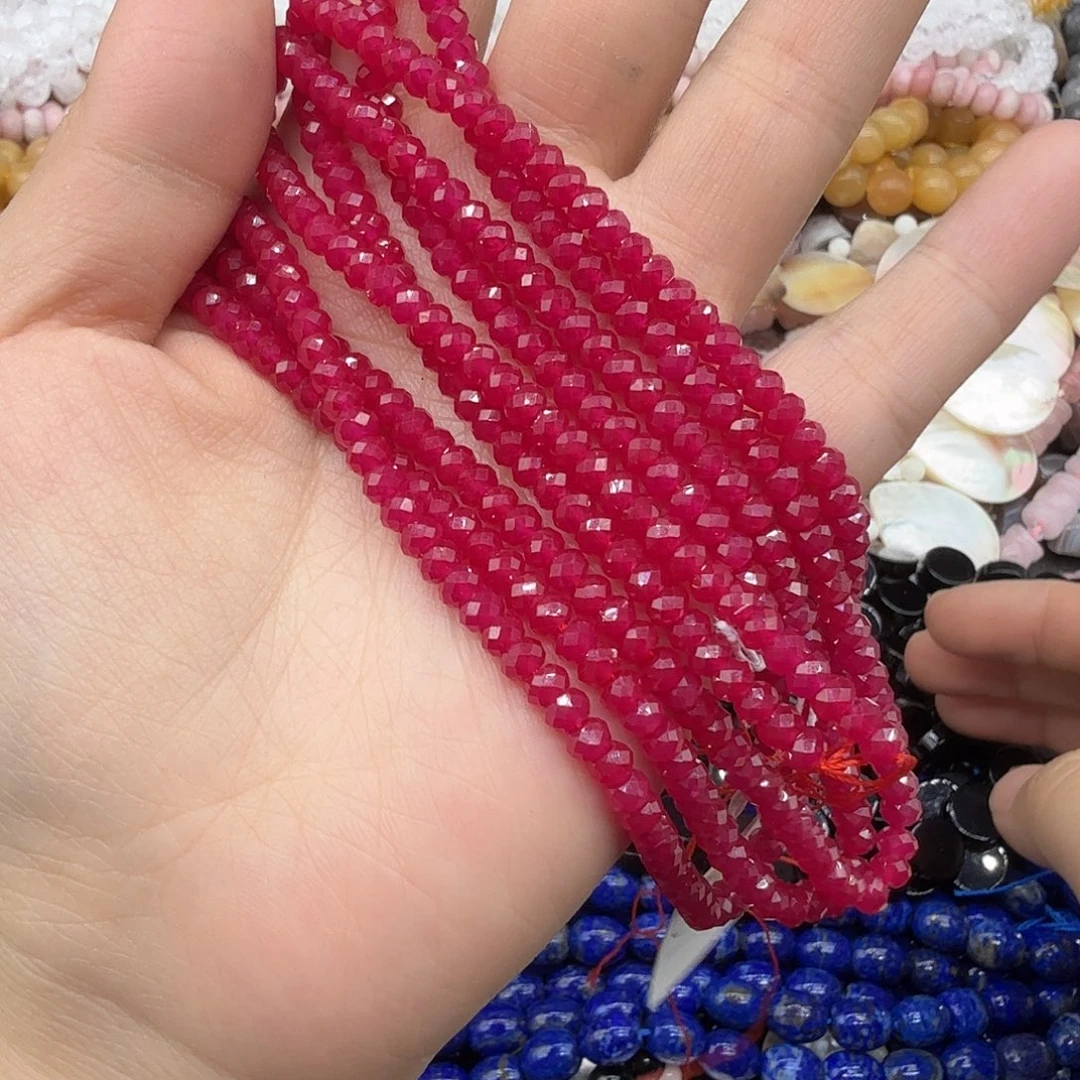 水晶未镶嵌珠宝半成品4m红宝算盘切面一条