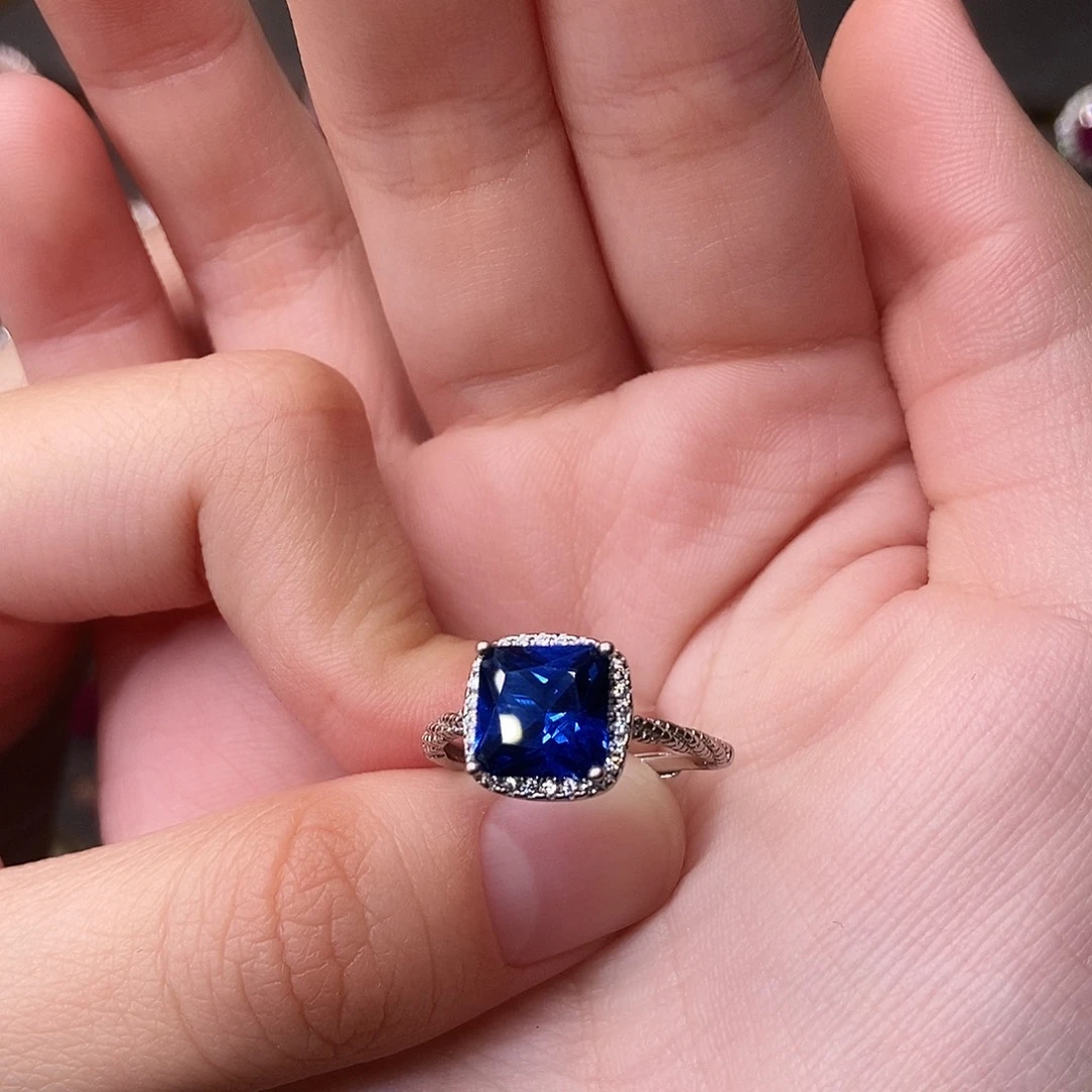 戒指银S925镶嵌蓝宝石