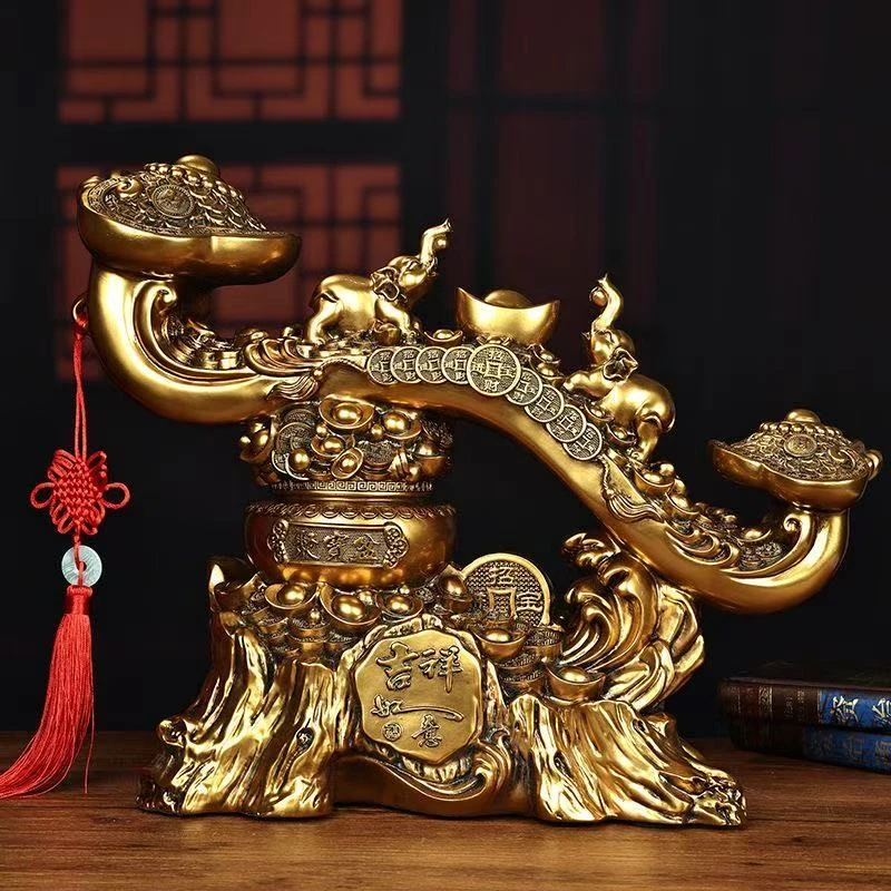 如意摆件招财大象一对聚宝盆家居酒柜客厅办公室装饰乔迁新居礼品