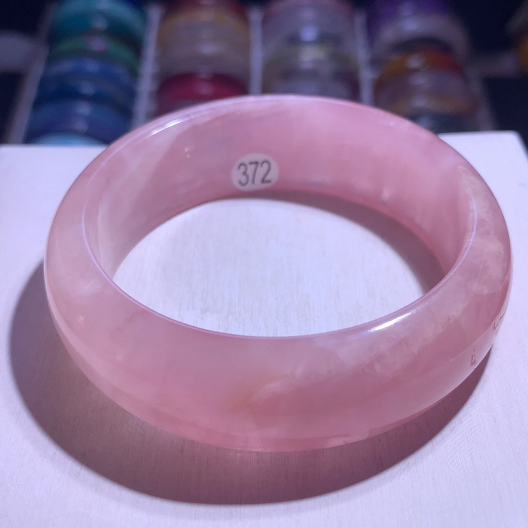 水晶银S925镶嵌手镯老矿粉晶61.3圈372