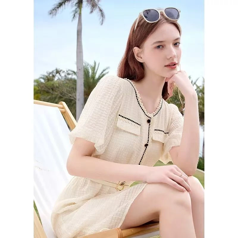 ST&SAT CLASSIC 2025夏季新款法式优雅气质连衣裙女Y0235