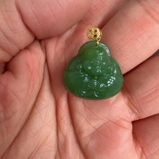 和田玉颈饰18K金镶嵌高2.3