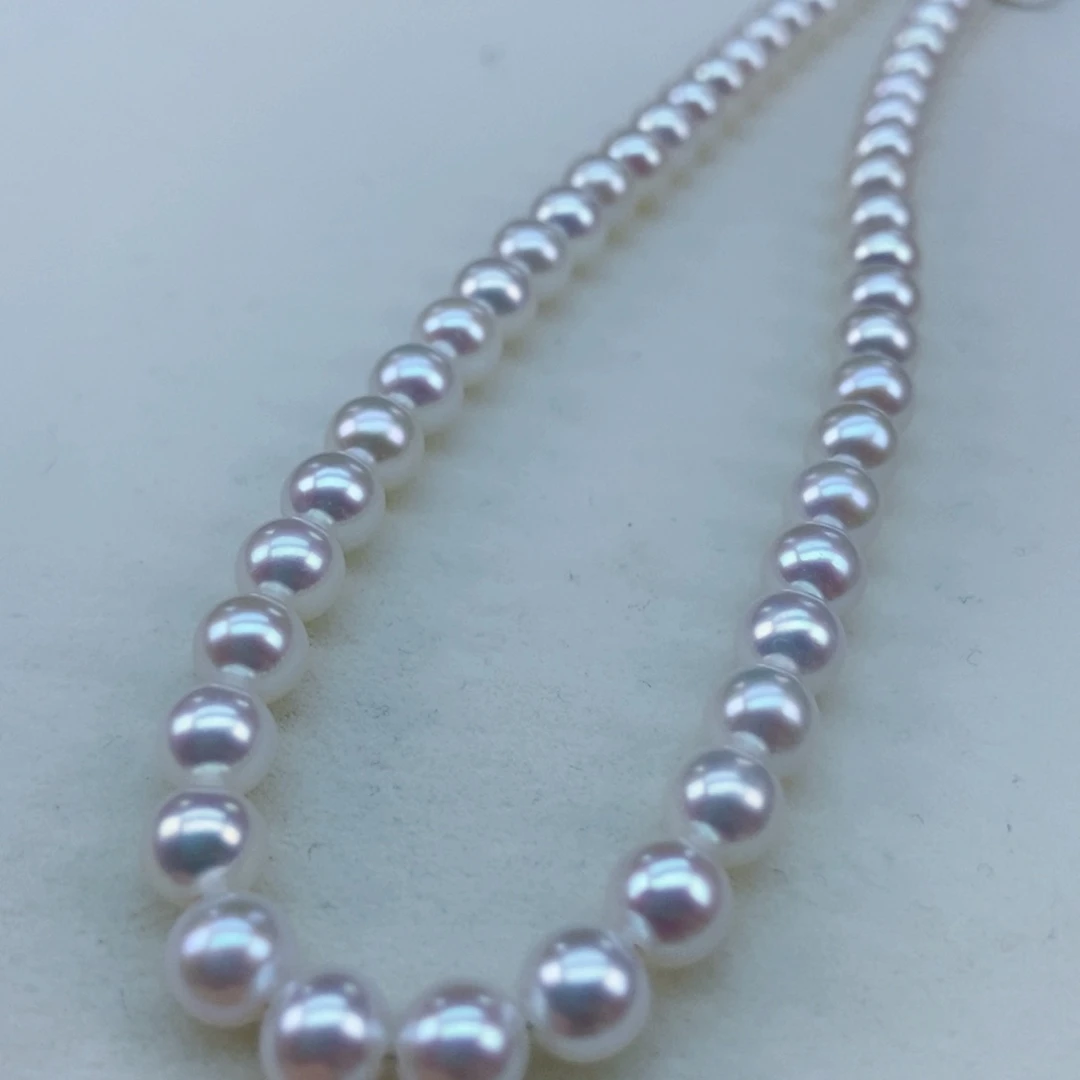 银S925镶嵌5.5/6正圆极光炫彩几乎无暇淡水珍珠