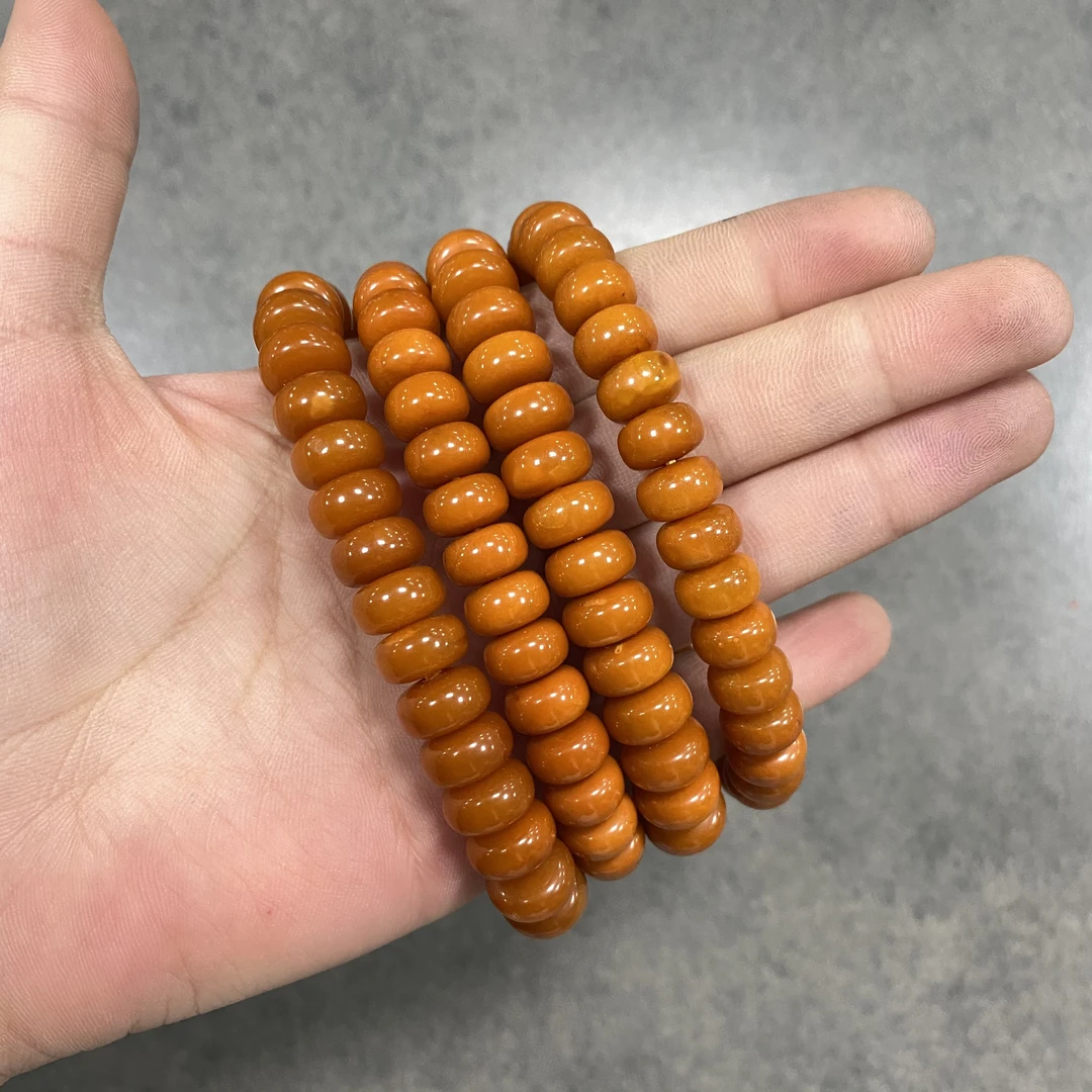 W725 天然红油老蜡算盘珠手链多样性发一