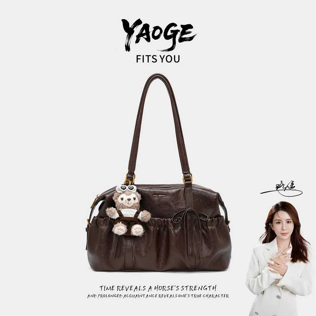 【遥哥定制】安琪维多莉娅新款捏褶蝴蝶结通勤时尚单肩枕头包V2060