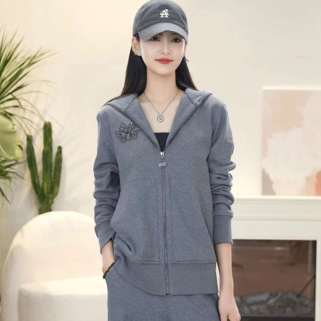 哥弟阿玛施正2025秋季新款龙头账载宽松连帽拉链外套女装休闲卫衣